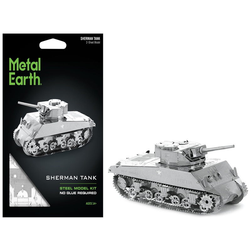 Model Kit American Sherman Tank (Moderate Difficulty) Steel Model by Metal Earth