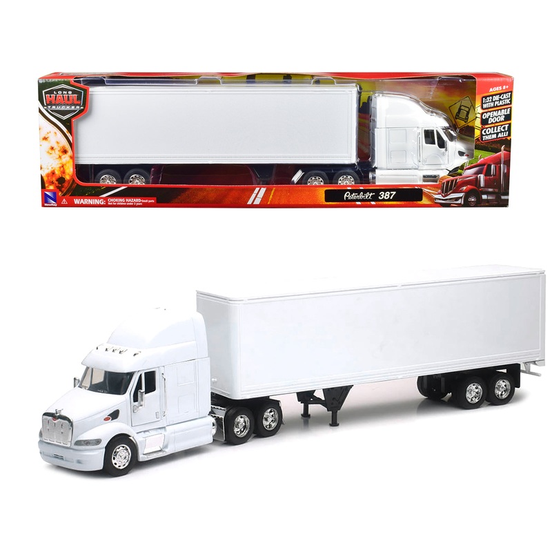 Peterbilt 387 Truck with Dry Goods Trailer White “Long Haul Truckers” Series 1/32 Diecast Model by New Ray