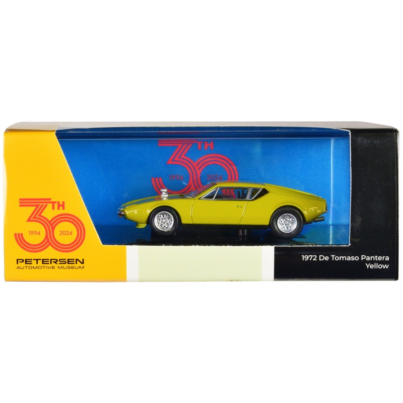1972 De Tomaso Pantera Yellow “Petersen Automotive Museum 30th Anniversary” 1/64 Diecast Model Car by Paragon Models
