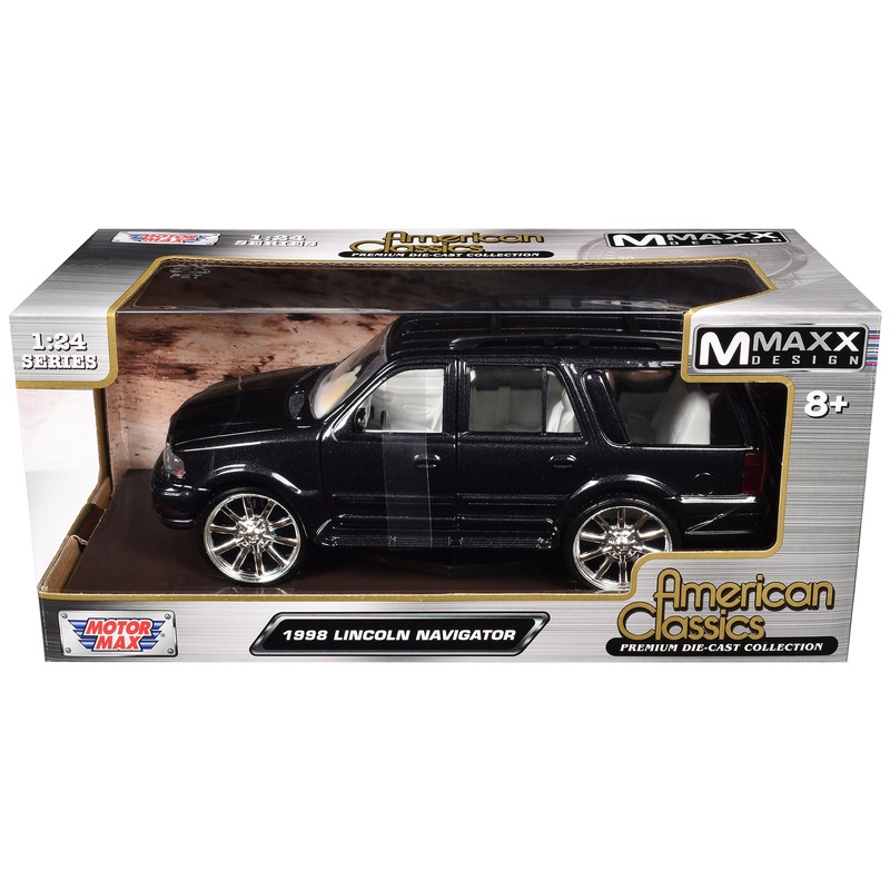1998 Lincoln Navigator Black Metallic with White Interior “Maxx Design” “American Classics” Series 1/24 Diecast Model Car by Motormax