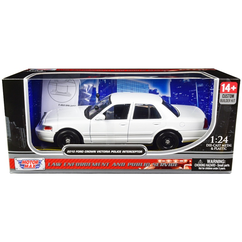 2010 Ford Crown Victoria Police Interceptor Unmarked White “Custom Builder’s Kit” Series 1/24 Diecast Model Car by Motormax