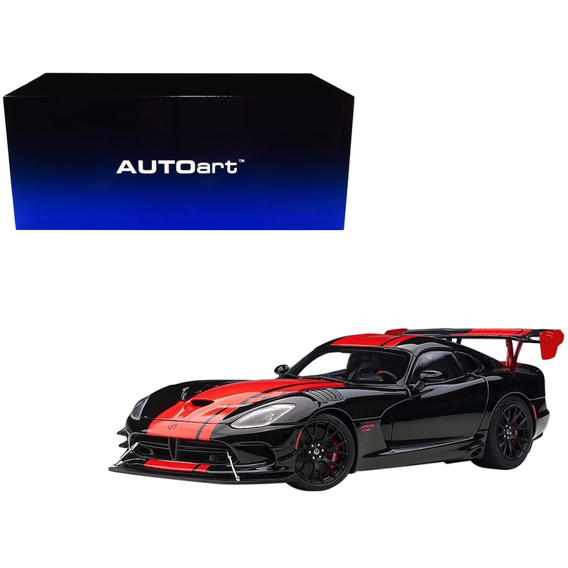 2017 Dodge Viper 1:28 Edition ACR Black with Red Stripes 1/18 Model Car by Autoart