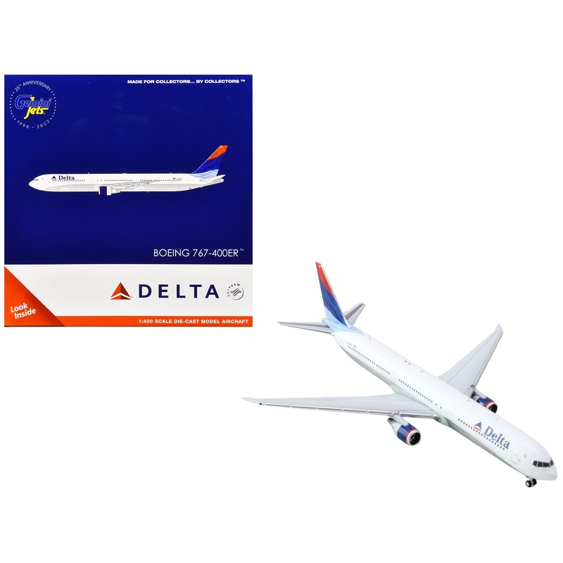 Boeing 767-400ER Commercial Aircraft “Delta Air Lines” (N829MH) White with Red and Blue Tail 1/400 Diecast Model Airplane by GeminiJets