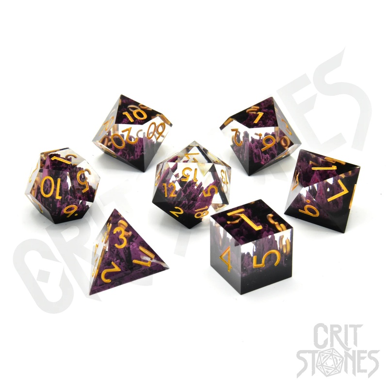 CritStones – Resin RPG Dice Set – ShadowSpire (Sharp Edge)