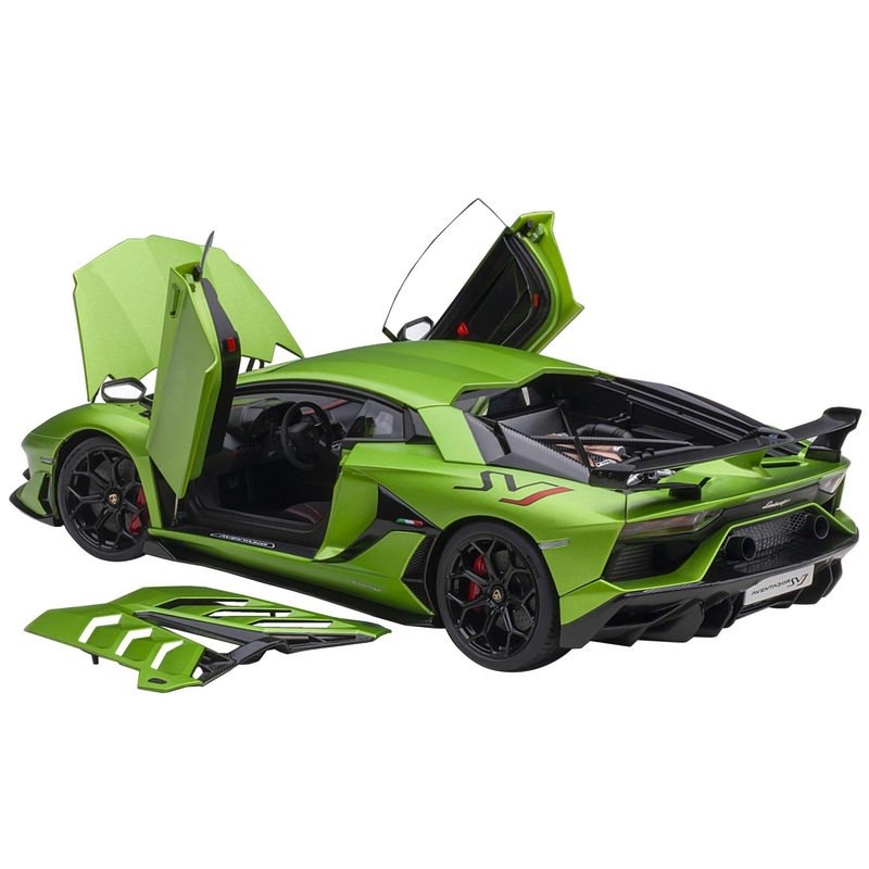 Lamborghini Aventador SVJ Verde Alceo Matt Green Metallic 1/18 Model Car by Autoart