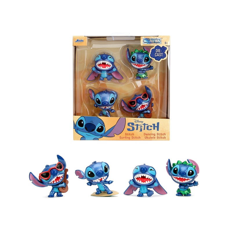 Set of 4 Diecast Figures “Disney’s Stitch” “Metalfigs” Series Diecast Models by Jada