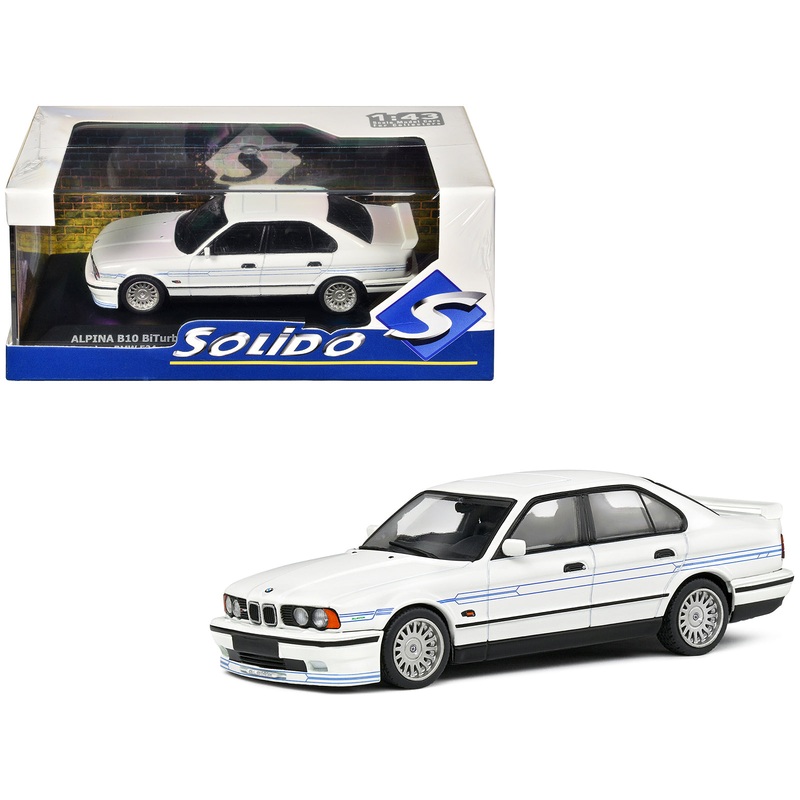 1994 BMW E34 Alpina B10 BiTurbo White with Blue Stripes 1/43 Diecast Model Car by Solido