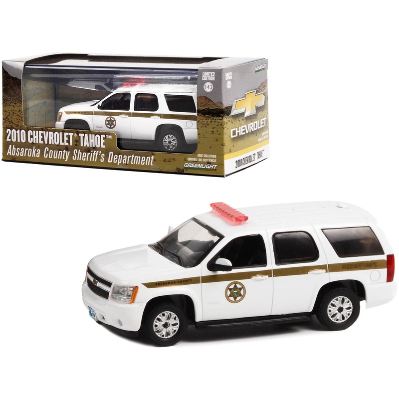 2010 Chevrolet Tahoe White with Gold Stripes “Absaroka County Sheriff’s Department” 1/43 Diecast Model Car by Greenlight