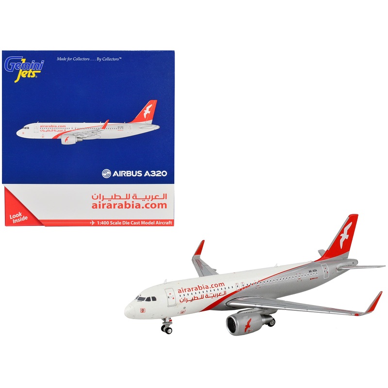 Airbus A320 Commercial Aircraft “Air Arabia” White and Gray with Red Tail 1/400 Diecast Model Airplane by GeminiJets