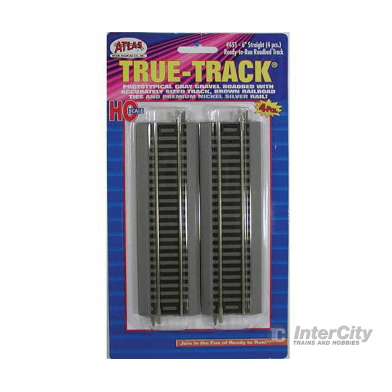 Atlas 451 True-Track(R) Code 83 Track & Roadbed System — Straight Section – 6″ 15.2cm pkg(4)