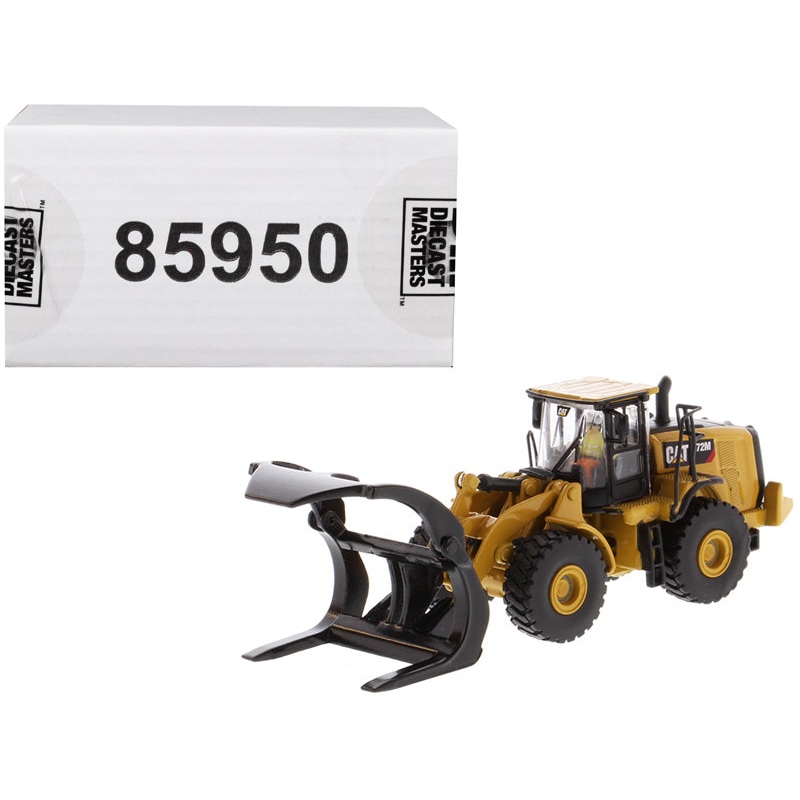 CAT Caterpillar 972M Wheel Loader with Log Fork and Operator “High Line” Series 1/87 (HO) Scale Diecast Model by Diecast Masters