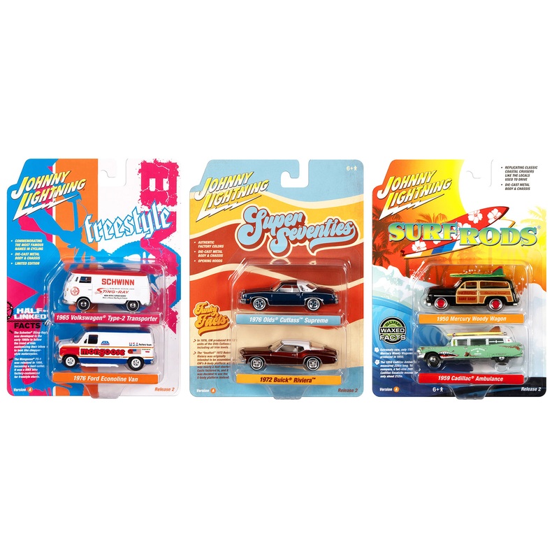 Johnny Lightning “2-Packs” 2023 Set A of 6 pieces Release 2 1/64 Diecast Model Cars by Johnny Lightning