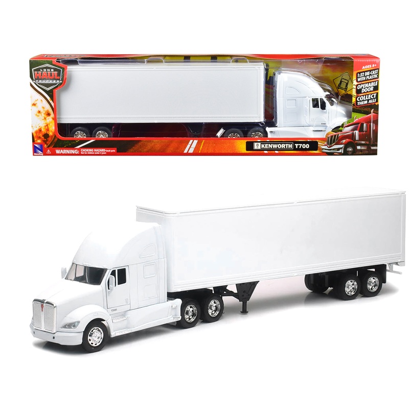 Kenworth T700 Truck with Dry Goods Trailer White “Long Haul Truckers” Series 1/32 Diecast Model by New Ray