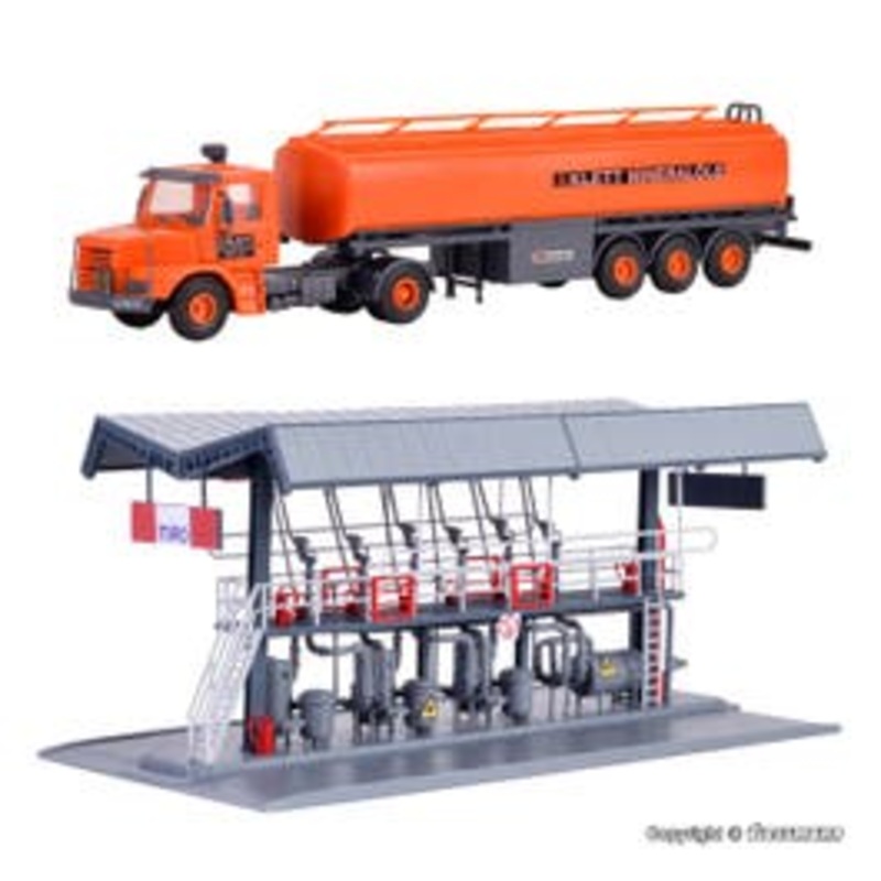 Kibri 39834  HO MIRO filling station with SCANIA road tanker