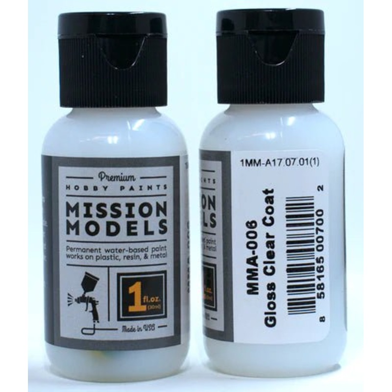 Mission Models MMA-006, Gloss Clear Coat, Water Based, 1 fl oz