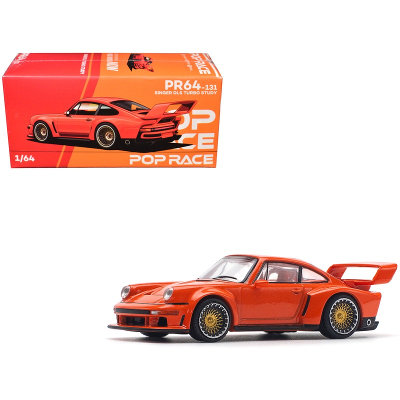 Singer DLS Turbo Study Orange Metallic 1/64 Diecast Model Car by Pop Race