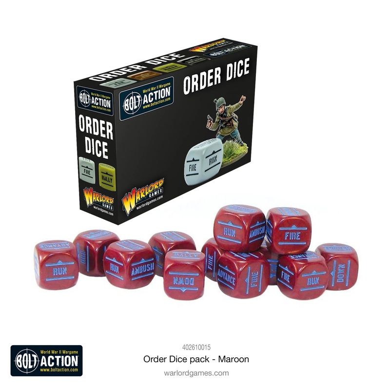 Warlord – Bolt Action Orders Dice – Maroon (12 Boxed)