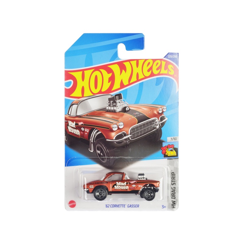 1962 Chevrolet Corvette Gasser “Mad Mouse” Copper Metallic with Black Stripes “HW Drag Strip” Series Diecast Model Car by Hot Wheels