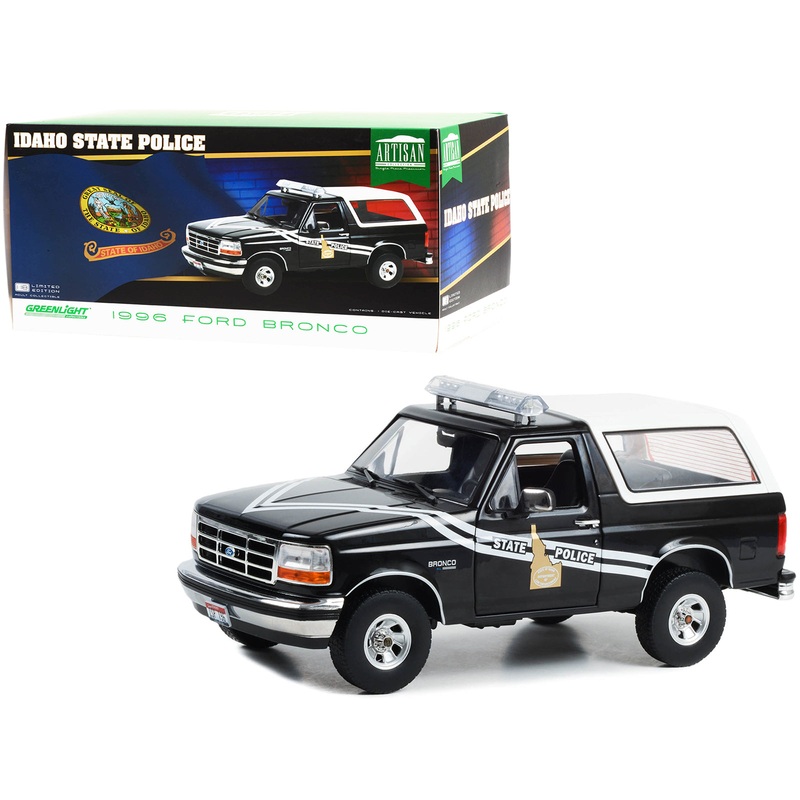 1996 Ford Bronco Black and White “Idaho State Police” “Artisan Collection” 1/18 Diecast Model Car by Greenlight