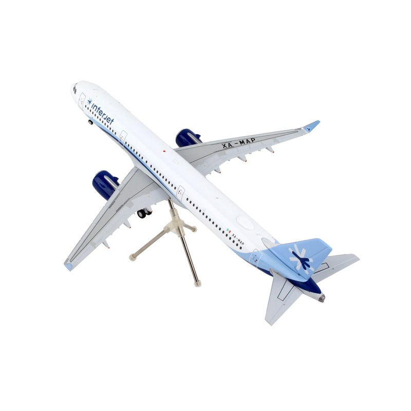 Airbus A321neo Commercial Aircraft “Interjet” White with Blue Stripes “Gemini 200” Series 1/200 Diecast Model Airplane by GeminiJets