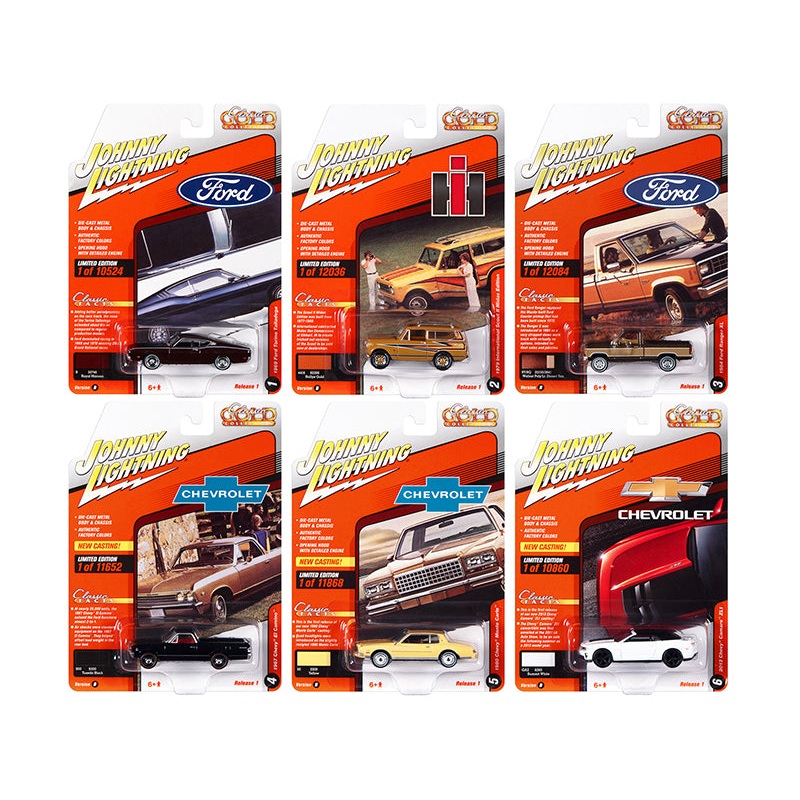 “Classic Gold Collection” 2022 Set B of 6 Cars Release 1 1/64 Diecast Model Cars by Johnny Lightning