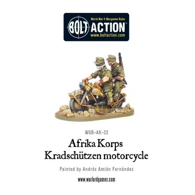 Warlord – Bolt Action: Afrika Korps Kradschutzen Motorcycle (Metal)