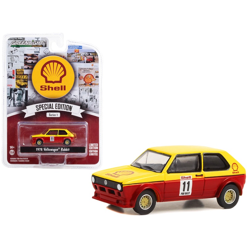 1978 Volkswagen Rabbit #11 Pro Rally Yellow and Red “Shell Oil” “Shell Oil Special Edition” Series 1 1/64 Diecast Model Car by Greenlight