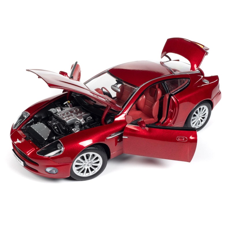2005 Aston Martin V12 Vanquish RHD (Right Hand Drive) Toro Red Mica Metallic with Red Interior 1/18 Diecast Model Car by Auto World