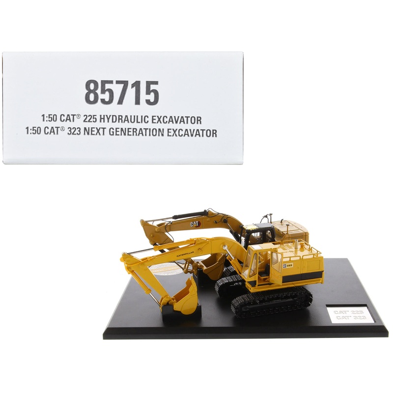 CAT Caterpillar 225 Hydraulic Escavator and CAT Caterpillar 323 Next Generation Hydraulic Escavator Set of 2 pieces “Evolution Series” 1/50 Diecast Models by Diecast Masters