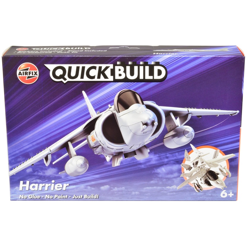 Skill 1 Model Kit Harrier Jump Jet Snap Together Painted Plastic Model Airplane Kit by Airfix Quickbuild
