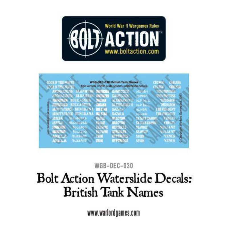 Warlord – Bolt Action: Decals – Bolt Action British Tank Names