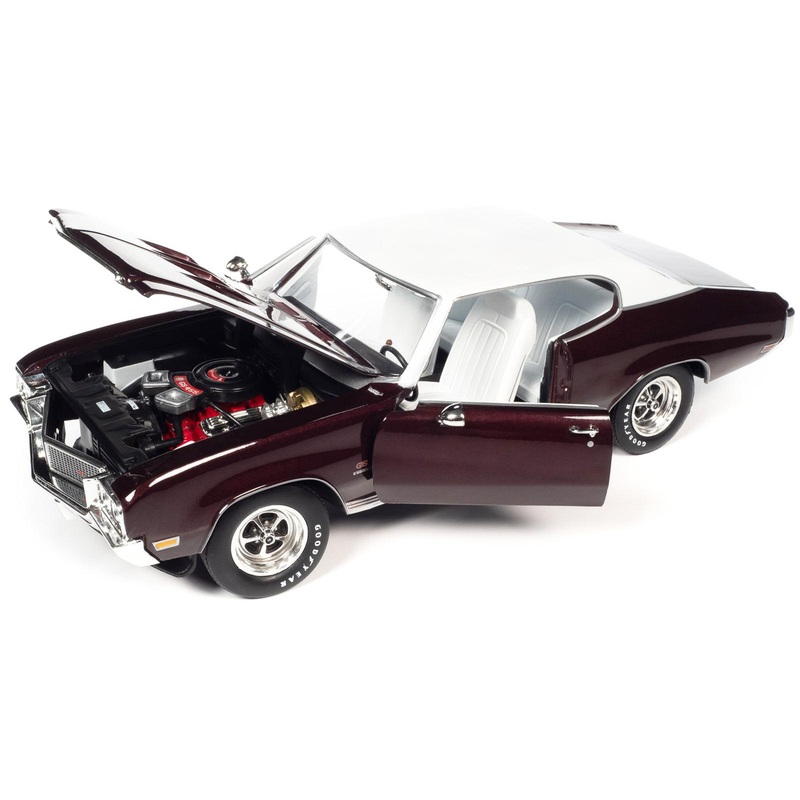 1970 Buick GS Stage 1 Burgundy Mist Metallic with White Top and Interior “Muscle Car & Corvette Nationals” (MCACN) 1/18 Diecast Model Car by Auto World