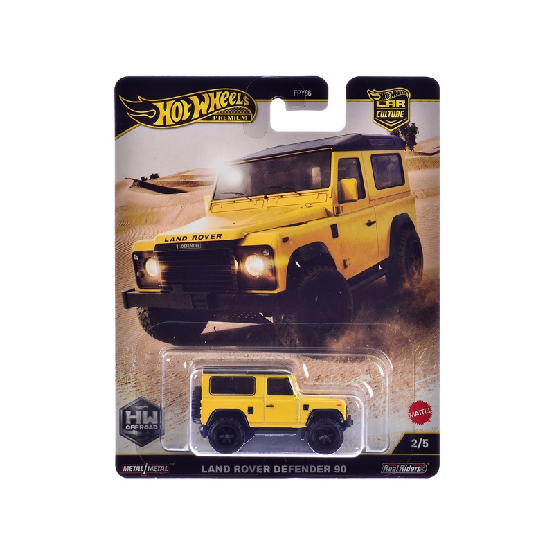 Land Rover Defender 90 Yellow with Black Top “HW Off Road” Series Diecast Model Car by Hot Wheels