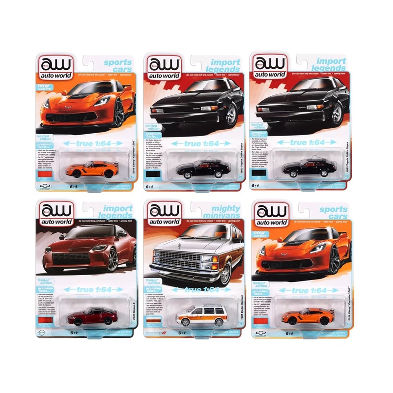 Auto World Premium 2024 Set A of 6 pieces Release 2 1/64 Diecast Model Cars by Auto World
