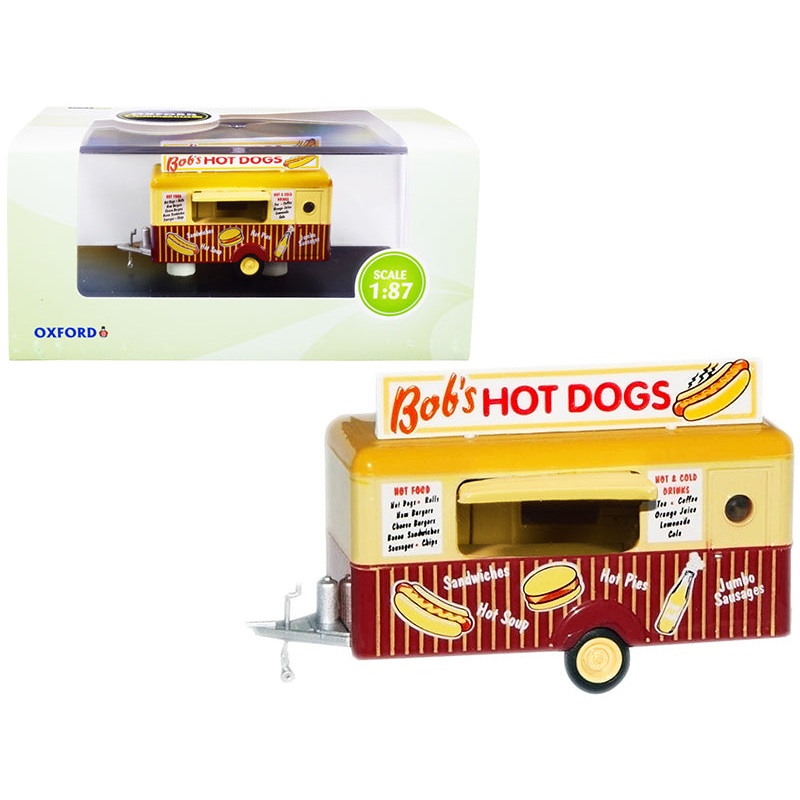 “Bob’s Hot Dogs” Mobile Food Trailer 1/87 (HO) Scale Diecast Model by Oxford Diecast