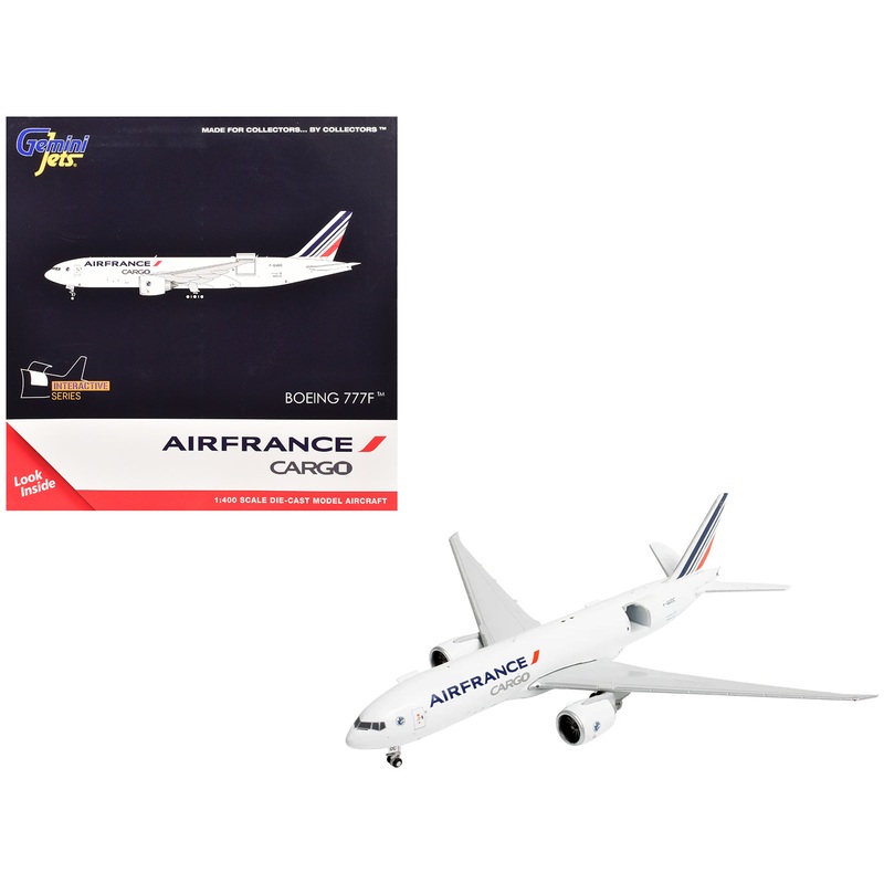 Boeing 777F Commercial Aircraft “Air France Cargo” (F-GUOC) White with Red and Blue Striped Tail “Interactive Series” 1/400 Diecast Model Airplane by GeminiJets