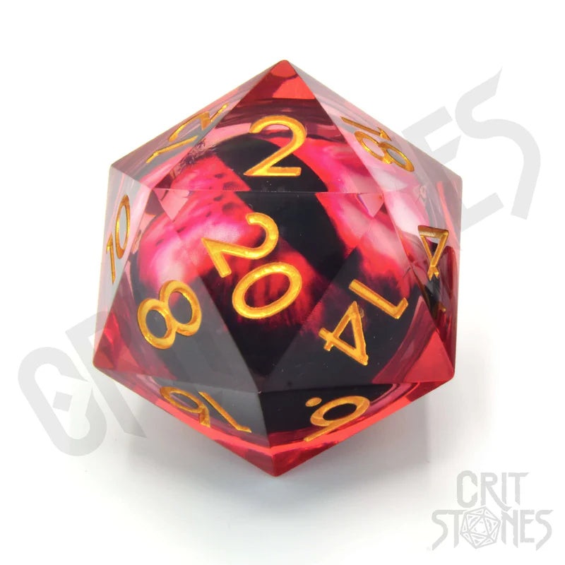 CritStones – 33mm D20 – Blood Iris (Floating Eye)