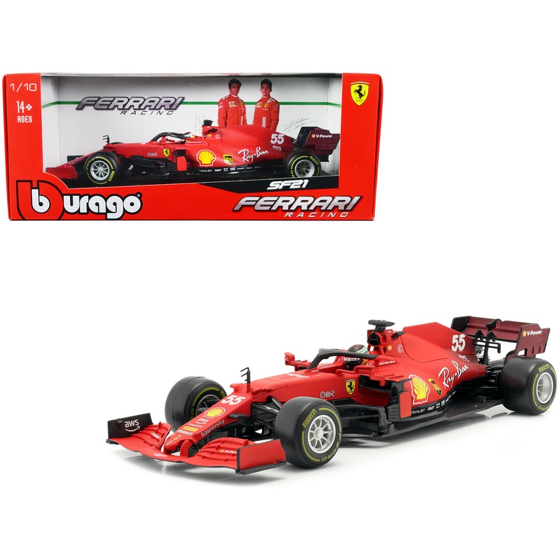 Ferrari SF21 #55 Carlos Sainz Formula One F1 Car “Ferrari Racing” Series 1/18 Diecast Model Car by Bburago