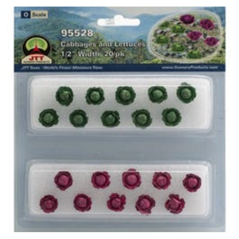 JTT 95528 Cabbages & Lettuces 1/2″ Width O-scale, 20/pk