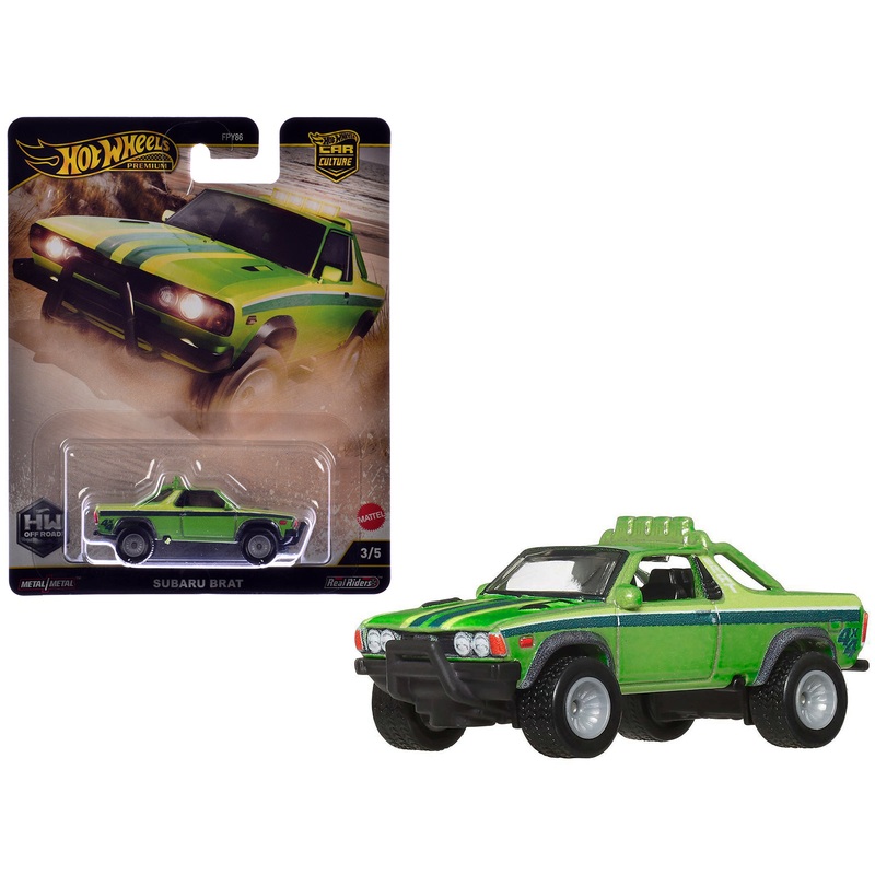 Subaru BRAT Utility Truck Green Metallic with Stripes “HW Off Road” Series Diecast Model Car by Hot Wheels