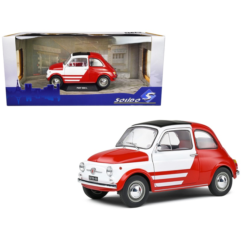 1965 Fiat 500 L Red and White with Red Interior “Robe Di Kappa” 1/18 Diecast Model Car by Solido