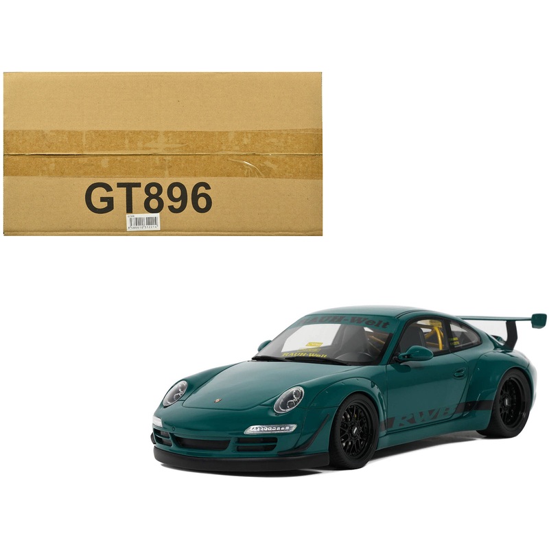 2021 RWB Bodykit “Syunkashuto” Green with Black Stripes 1/18 Model Car by GT Spirit