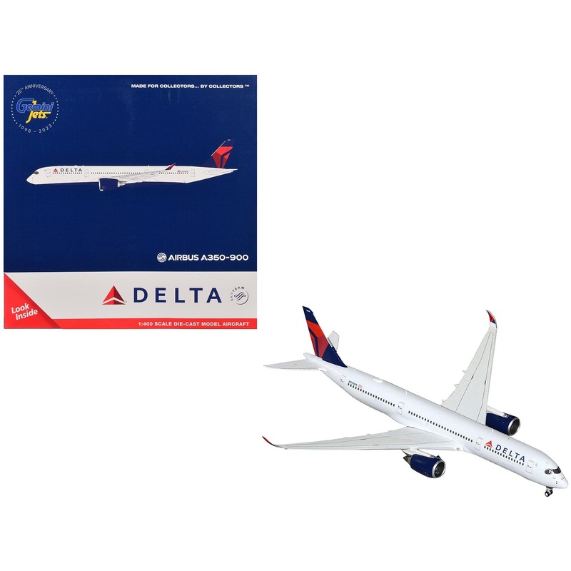 Airbus A350-900 Commercial Aircraft “Delta Air Lines” (N503DN) White with Blue and Red Tail 1/400 Diecast Model Airplane by GeminiJets