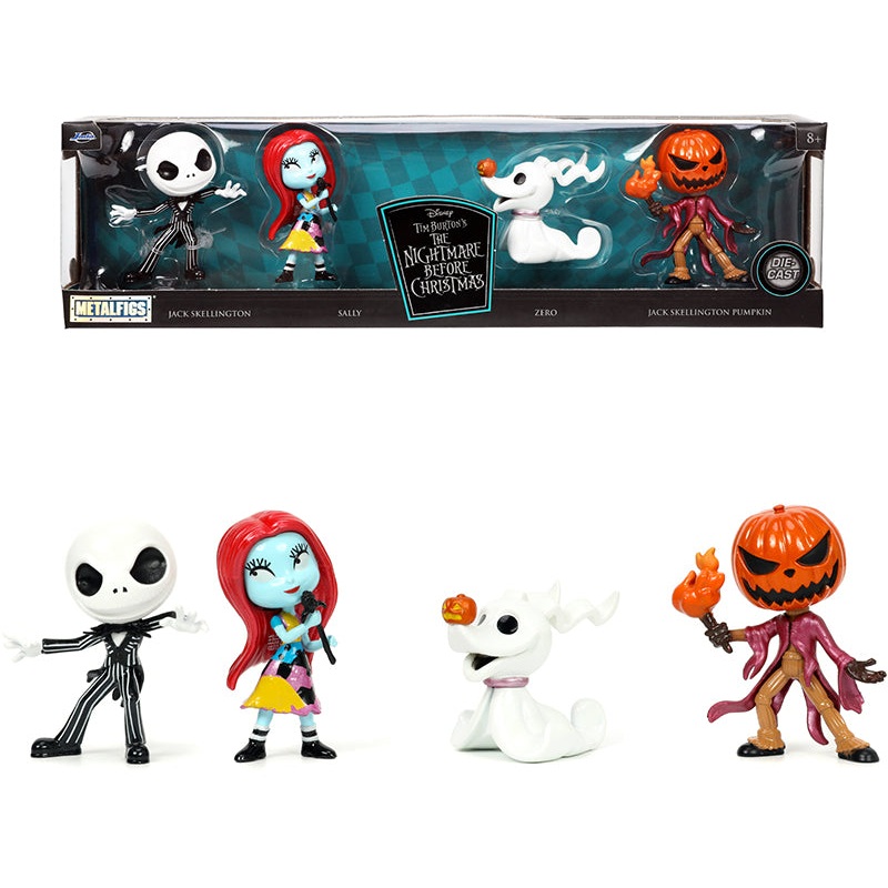 Set of 4 Diecast Figurines (2.5″) Tim Burton’s “The Nightmare Before Christmas” “Metalfigs” Series by Jada