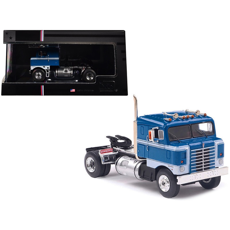 1950 Kenworth Bullnose Truck Tractor Blue with White Stripes 1/64 Diecast Model by IXO Models