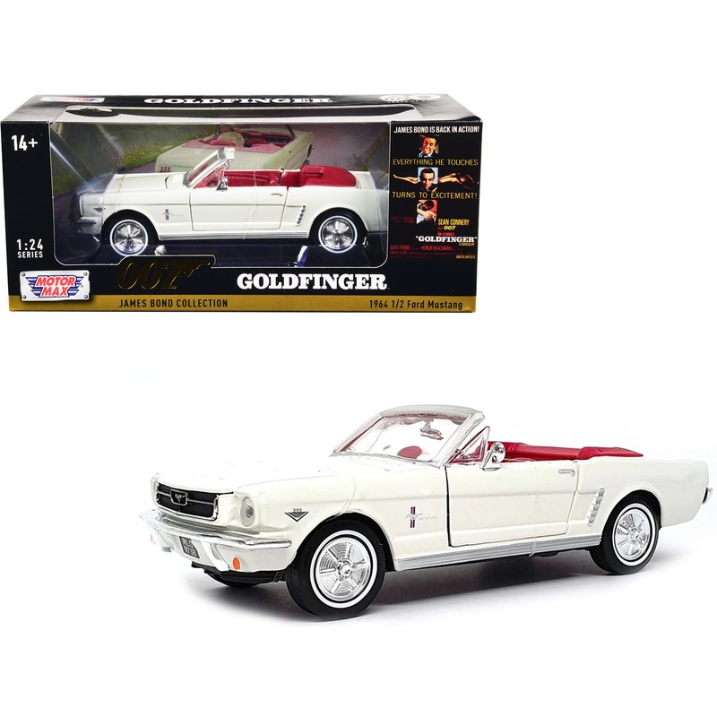 1964 1/2 Ford Mustang Convertible White with Red Interior James Bond 007 “Goldfinger” (1964) Movie “James Bond Collection” Series 1/24 Diecast Model Car by Motormax
