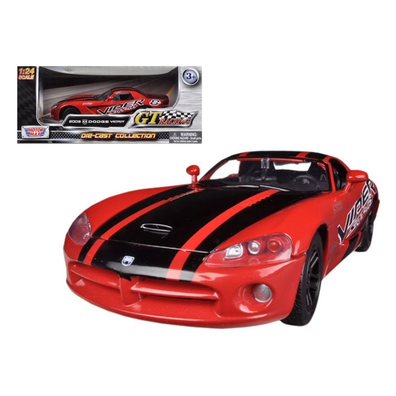 2003 Dodge Viper SRT-10 #8 Red with Black Stripes “GT Racing” Series 1/24 Diecast Model Car by Motormax