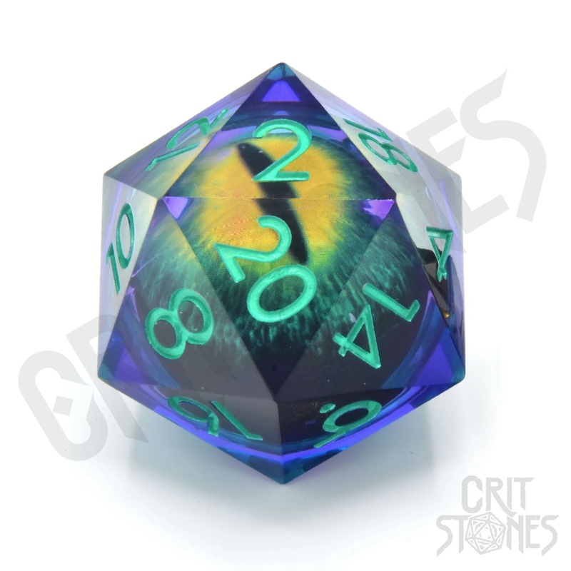 CritStones – 33mm D20 – Forest Dragon’s Gaze (Floating Eye)