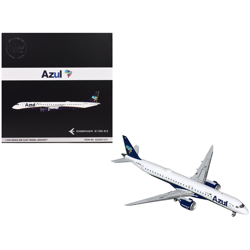 Embraer E195-E2 Commercial Aircraft “Azul Brazilian Airlines” (PS-AEH) White with Blue Tail “Gemini 200” Series 1/200 Diecast Model Airplane by GeminiJets