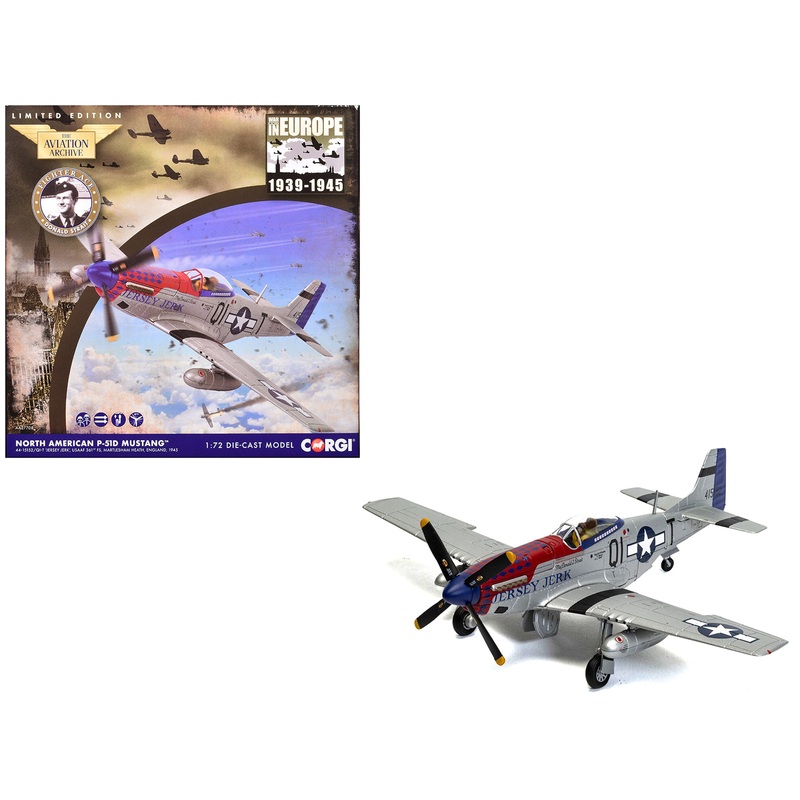 North American P-51D Mustang Aircraft “Jersey Jerk 361st Fighter Squadron Martlesham Heath” United States Army Air Forces “The Aviation Archive” Series 1/72 Diecast Model by Corgi